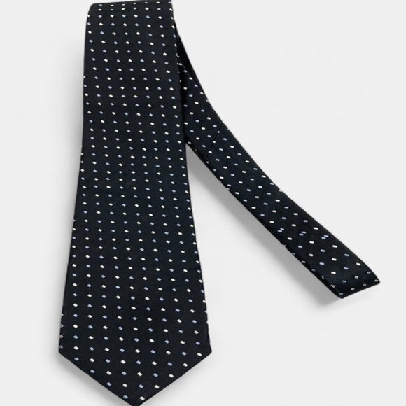 Calvin Klein Silk Tie Black Blue Diamond Geometric Business Formal Dress - Picture 3 of 6